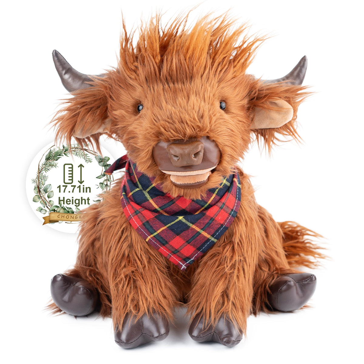 17.7 Inches Highland Cow Plush Handmade Collectable– Weighted Toy for Kids & Adults - Maven Couture IncWild Animals