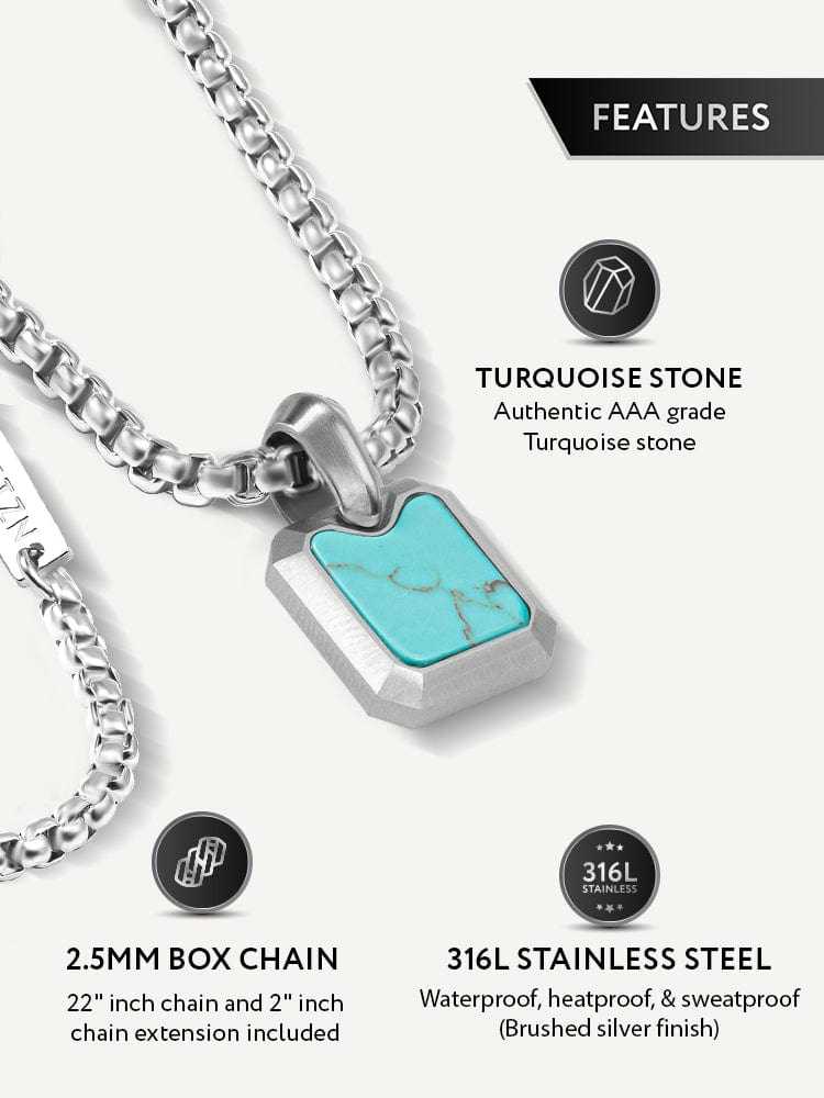 Turquoise Square Pendant Necklace - Maven Couture IncSquare Pendant