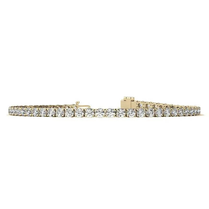 lab-grown diamond tennis bracelet in 14K yellow gold featuring round brilliant stones in secure four-prong settings