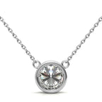 3.00 CTW lab grown diamond round brilliant bezel pendant set in 14K white gold with cable chain