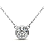 3.00 CTW lab grown diamond round brilliant bezel pendant in 14K white gold with cable chain