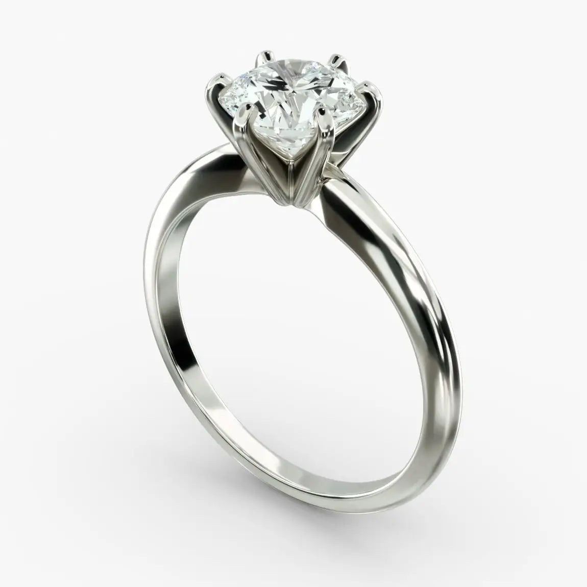 3.00 CTW round lab grown diamond solitaire engagement ring in polished 14K white gold with six-prong setting