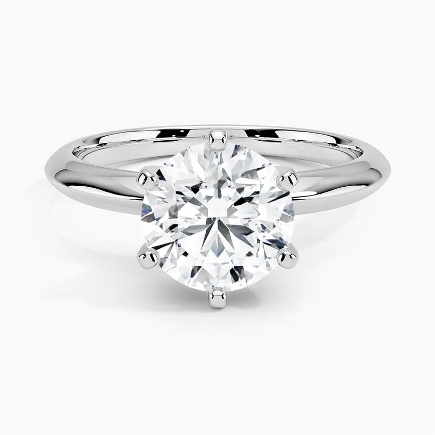 3.00 CTW round lab grown diamond solitaire engagement ring with six-prong setting in polished 14K white gold