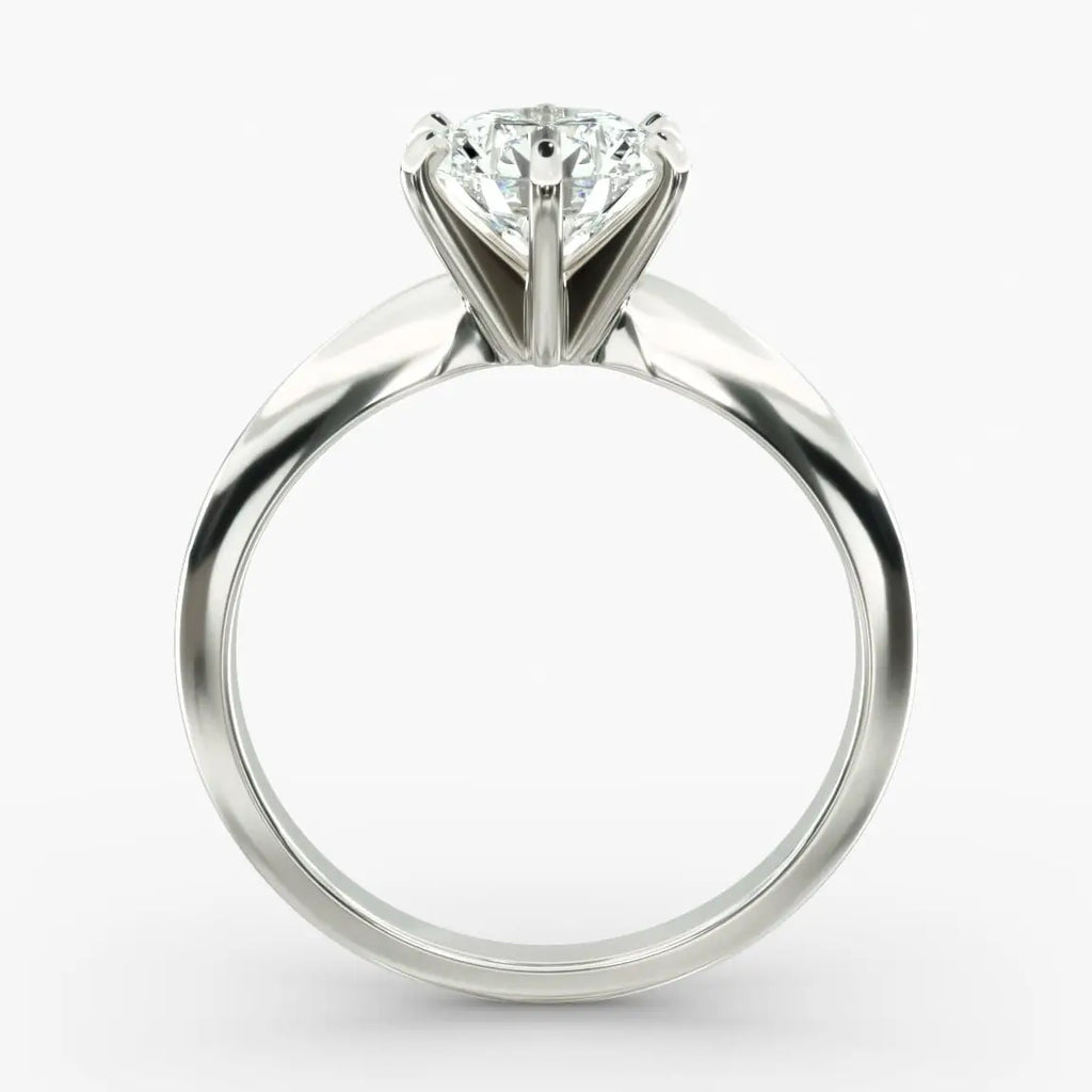 3.00 CTW round lab grown diamond solitaire engagement ring in 14K white gold with six-prong setting and excellent clarity