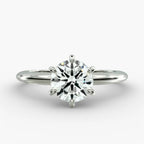 3.00 CTW round lab grown diamond solitaire engagement ring with six-prong setting in polished 14K white gold