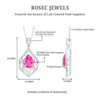 3.3 Carat Lab Grown Pink Sapphire Designer Necklace with Diamond