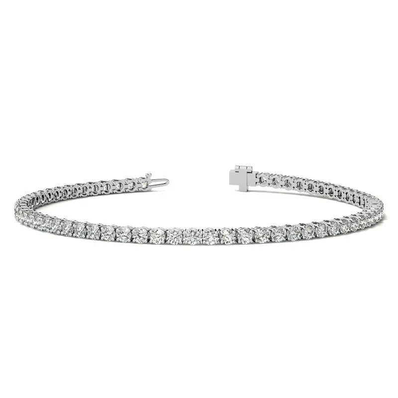 3.50 CTW Lab Grown Diamond tennis bracelet in 14kt white gold featuring round brilliant cut stones with secure clasp