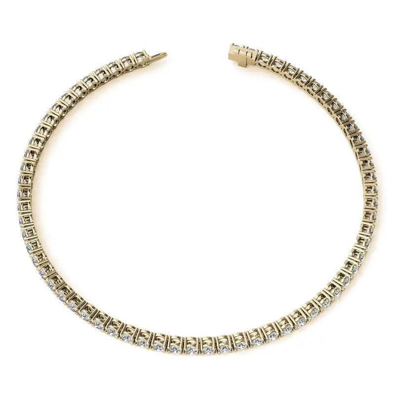 3.50 CTW Lab Grown Diamond tennis bracelet in 14kt yellow gold featuring round brilliant diamonds in a classic design