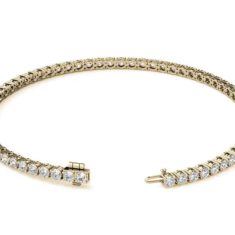 3.50 CTW Lab Grown Diamond tennis bracelet in 14kt yellow gold with round brilliant stones and secure clasp