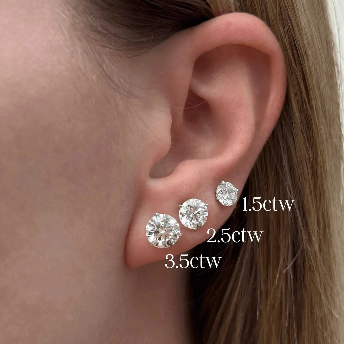 3.50 CTW Lab-Grown Round Diamond Stud Earrings in 14k Gold – E-F/VS AGI Certified - Maven Couture IncLab Grown