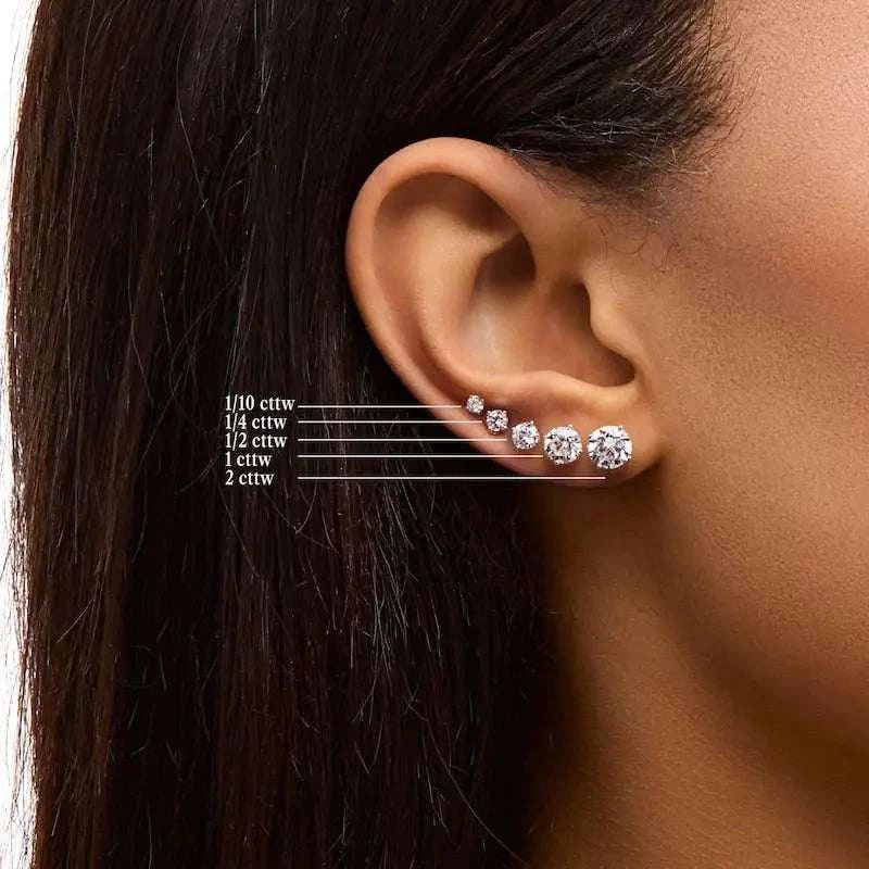 3.50 CTW Lab Grown Round Diamond Stud Earrings in 14k Gold – G/VS AGI Certified - Maven Couture IncLab Grown