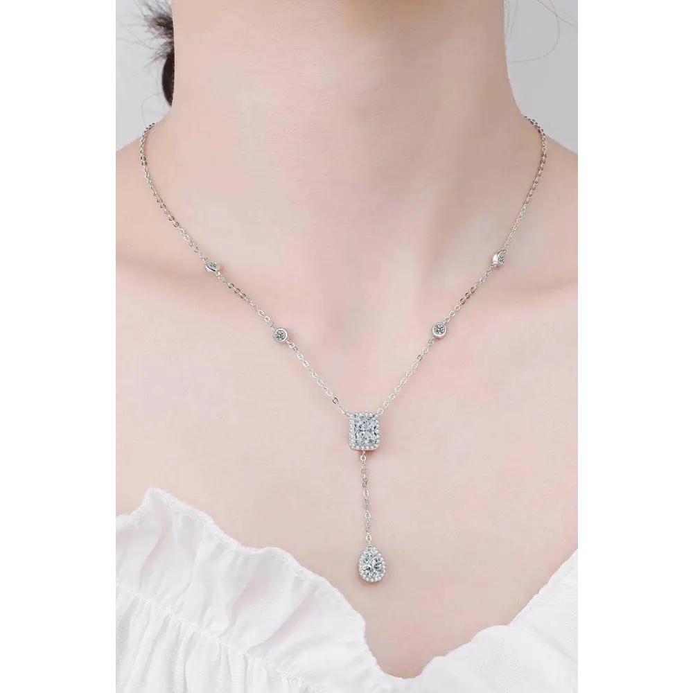 Elegant 3 carat moissanite double drop necklace for luxury fashion $286 moissanite jewelry over 0.3 carats