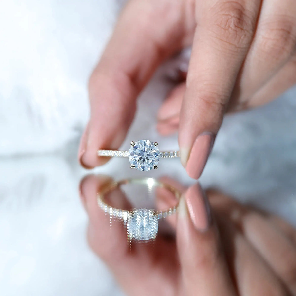 3 Carat Brilliant Cut Moissanite Classic Engagement Ring In Gold Plated Silver