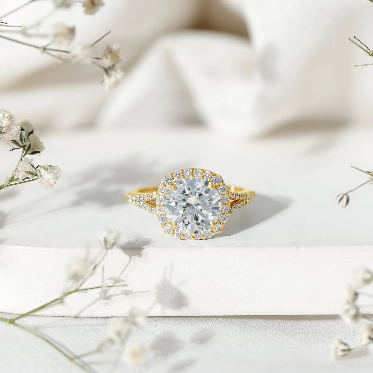 3 Carat Lab Grown Diamond Split Shank Engagement Ring with IGI Certificate