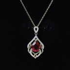 3 Carat Lab Grown Ruby Wedding Necklace with Diamond