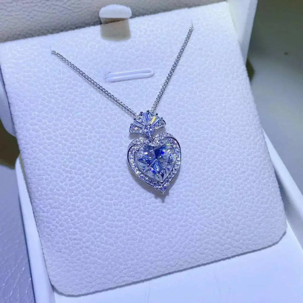 Elevate your style with the heart pendant necklace in luxury fashion for woman $272 moissanite jewelry exceeding 0.3