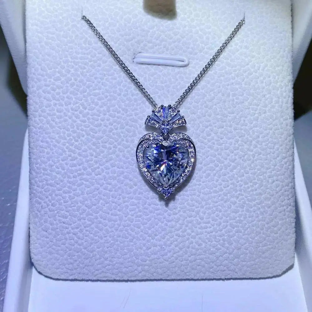 Elevate your style with the heart pendant necklace in luxury fashion for woman $272 moissanite jewelry exceeding 0.3