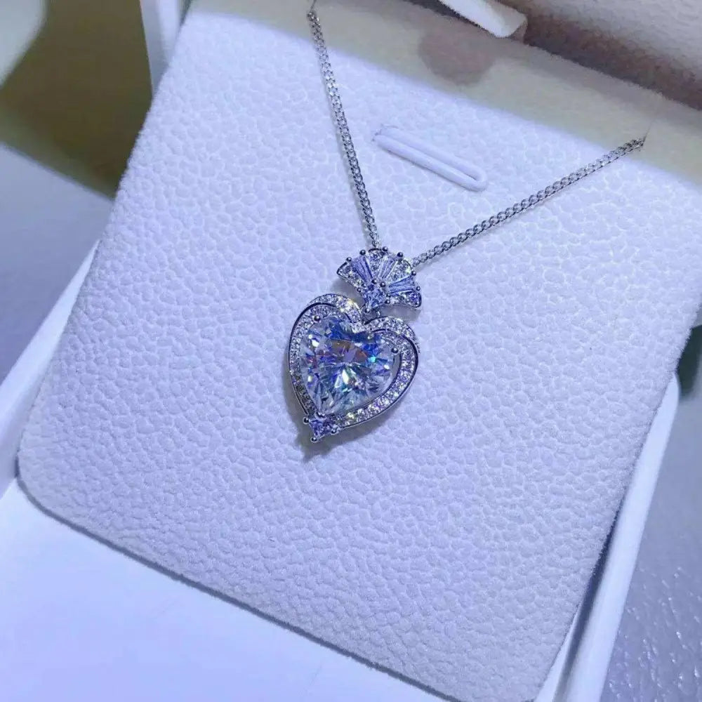 Elevate your style with the heart pendant necklace in luxury fashion for woman $272 moissanite jewelry exceeding 0.3