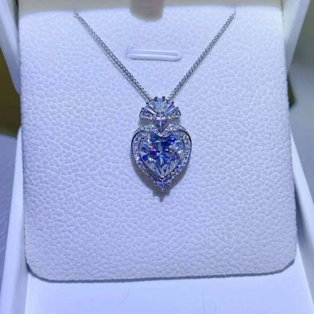 Elevate your style with the heart pendant necklace in luxury fashion for woman $272 moissanite jewelry exceeding 0.3