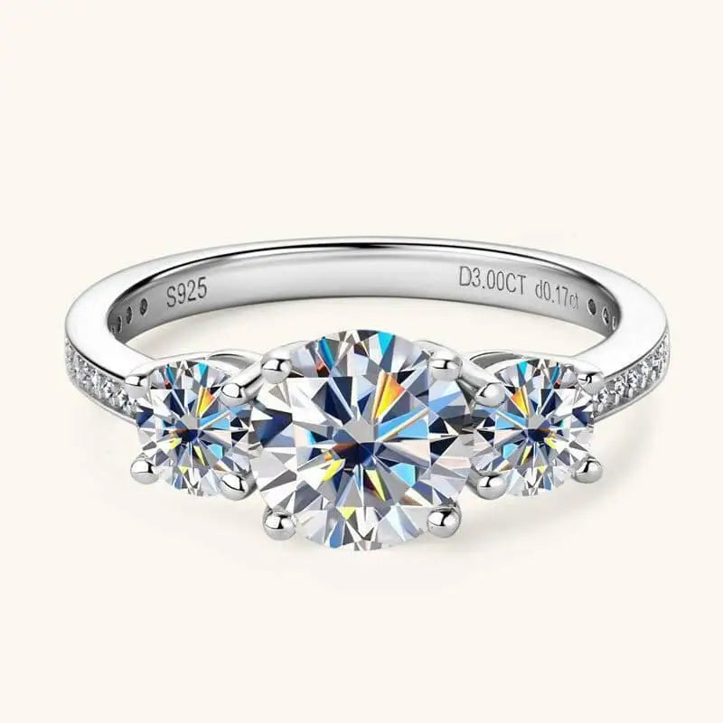 Luxury 3 carat moissanite ring in platinum-plated sterling silver $137 a meticulously crafted matching box, designed