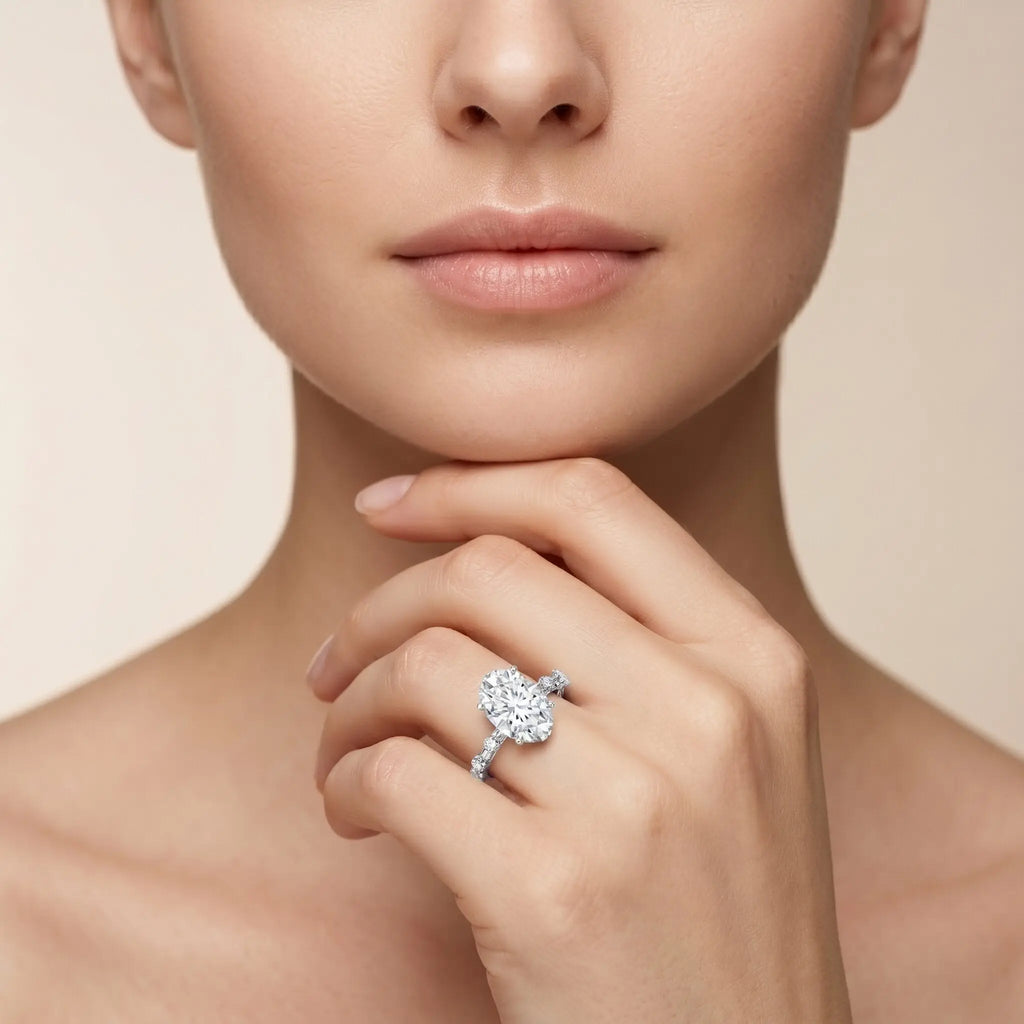 3 Carat Oval Lab Grown Diamond Solitaire Engagement Ring with IGI Certificate