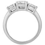 3 CTW AGI Certified three stone engagement ring in 14K white gold with round-cut diamonds and excellent cut