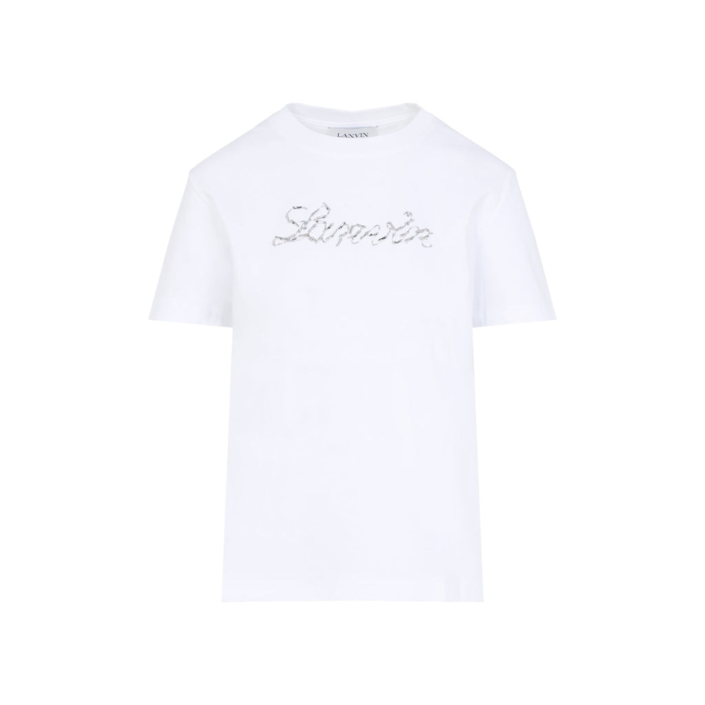 Lanvin Embroidered Script Logo T-Shirt Women - Maven Couture IncTops / Tee Shirts