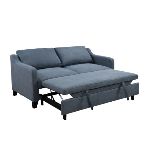 Elegant dark blue 3in-1 convertible sofa bed for luxury living spaces