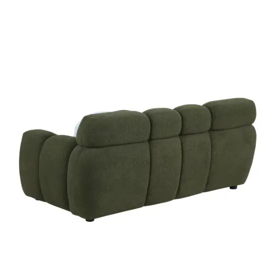 Elegant green boucle sofa for luxury fashion in living spaces