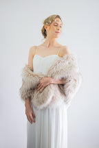 Blush with Black Tips Faux Fur Shawl (Butterfly Blu02)