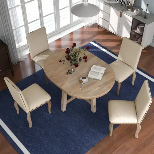 Elevate your home with the farmhouse wooden dining table set