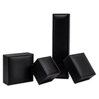 Lab Created Moissanite packaging boxes in sleek black with various shapes including square, rectangular, and cube styles