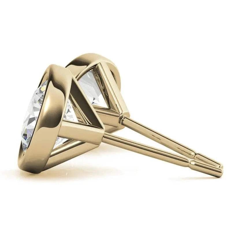 4.00 CTW Lab Grown Diamond Bezel Martini Stud Earrings in 14K White or Yellow Gold - Maven Couture IncEarrings