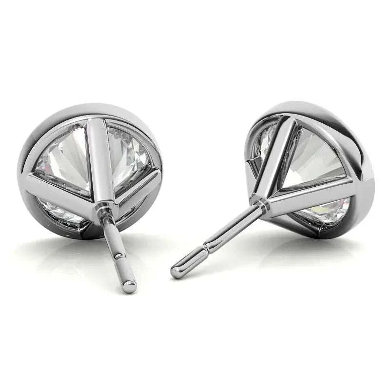 4.00 CTW Lab Grown Diamond Bezel Martini Stud Earrings in 14K White or Yellow Gold - Maven Couture IncEarrings