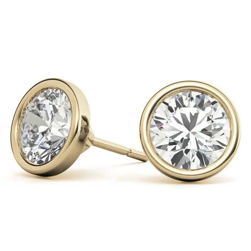 4.00 CTW Lab Grown Diamond Bezel Martini Stud Earrings in 14K White or Yellow Gold - Maven Couture IncEarrings