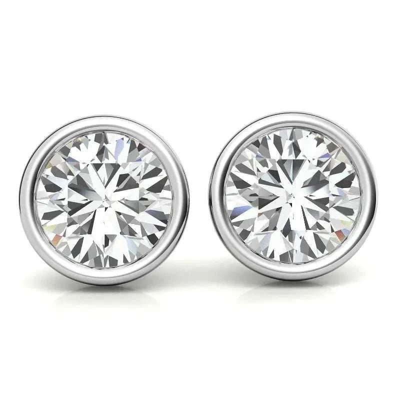 4.00 CTW Lab Grown Diamond Bezel Martini Stud Earrings in 14K White or Yellow Gold - Maven Couture IncEarrings