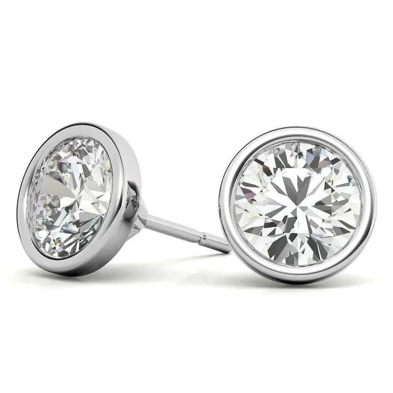 4.00 CTW Lab Grown Diamond Bezel Martini Stud Earrings in 14K White or Yellow Gold - Maven Couture IncEarrings