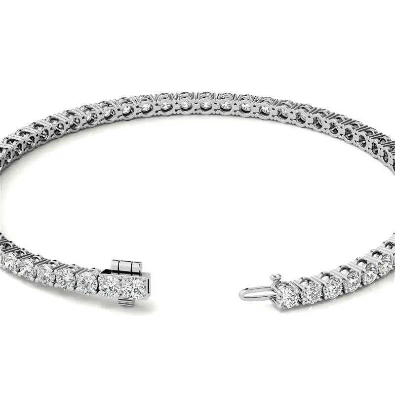 4.00 CTW tennis bracelet in 14K white gold featuring round brilliant lab-grown diamonds in a secure 4-prong setting