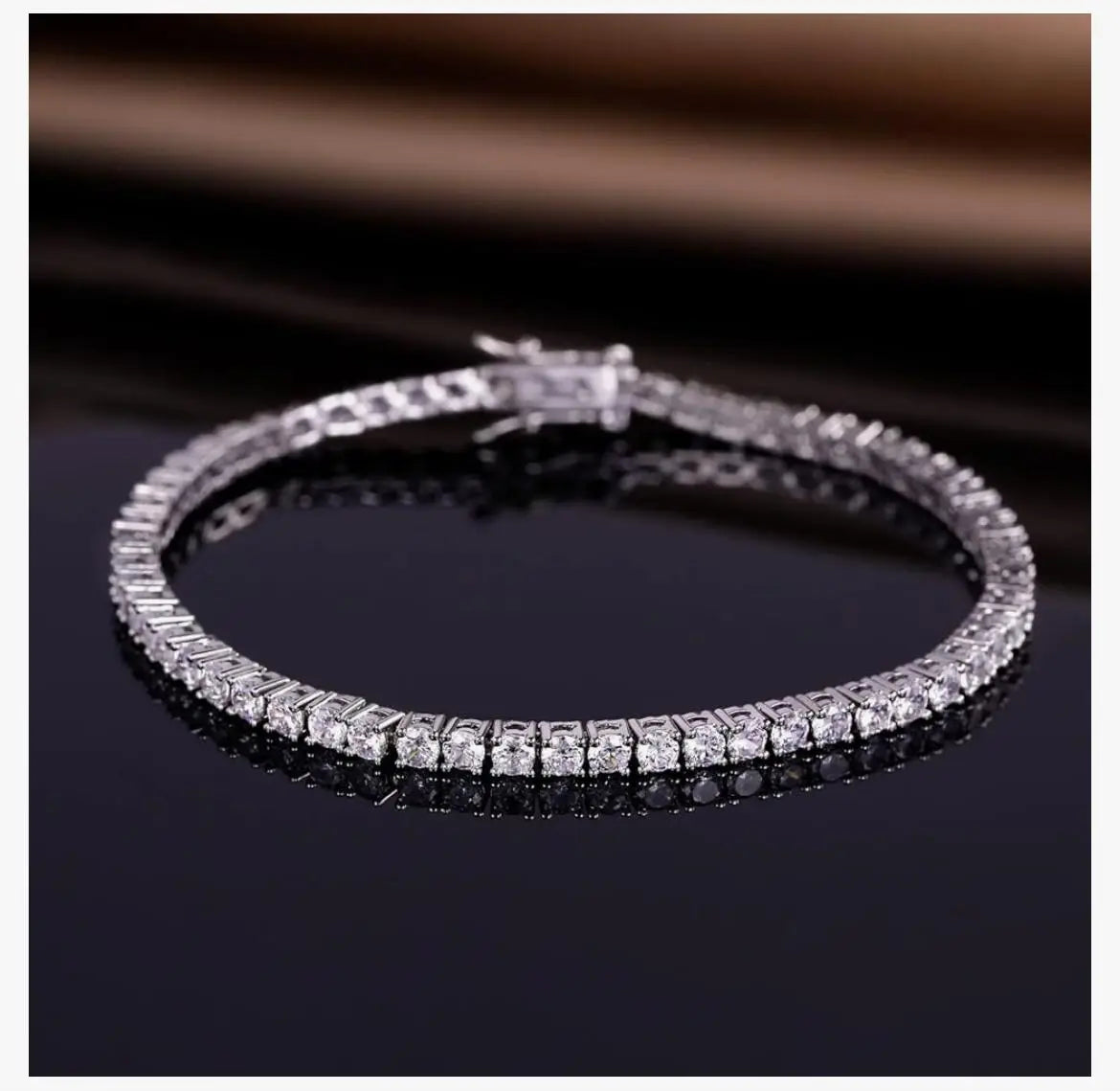 4.00 CTW tennis bracelet with round lab-grown diamonds in 14K white gold featuring a 4-prong setting
