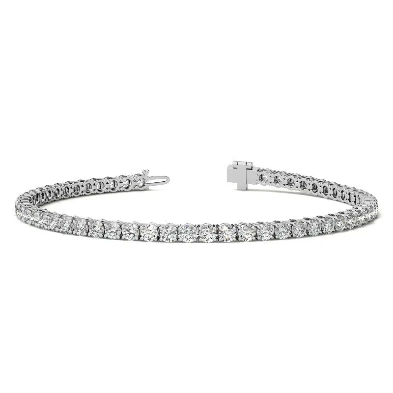 4.00 CTW tennis bracelet featuring round lab-grown diamonds set in 14K white gold with 4-prong settings