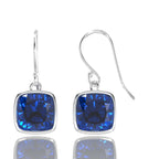 4.50CTW Lab Grown Cushion Cut Blue Sapphire Drop Earrings in 925 Sterling Silver - 8mm Square Gems - Maven Couture IncEarrings