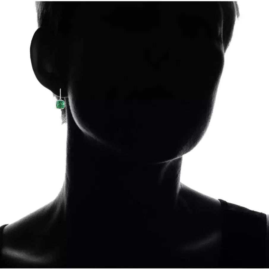 4.50CTW Lab Grown Cushion Cut Emerald Drop Earrings in 925 Sterling Silver - 8mm Square Gems - Maven Couture IncEarrings