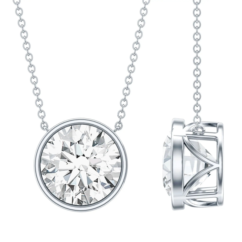 4 Carat Bezel Set Lab Grown Diamond Necklace with IGI Certificate