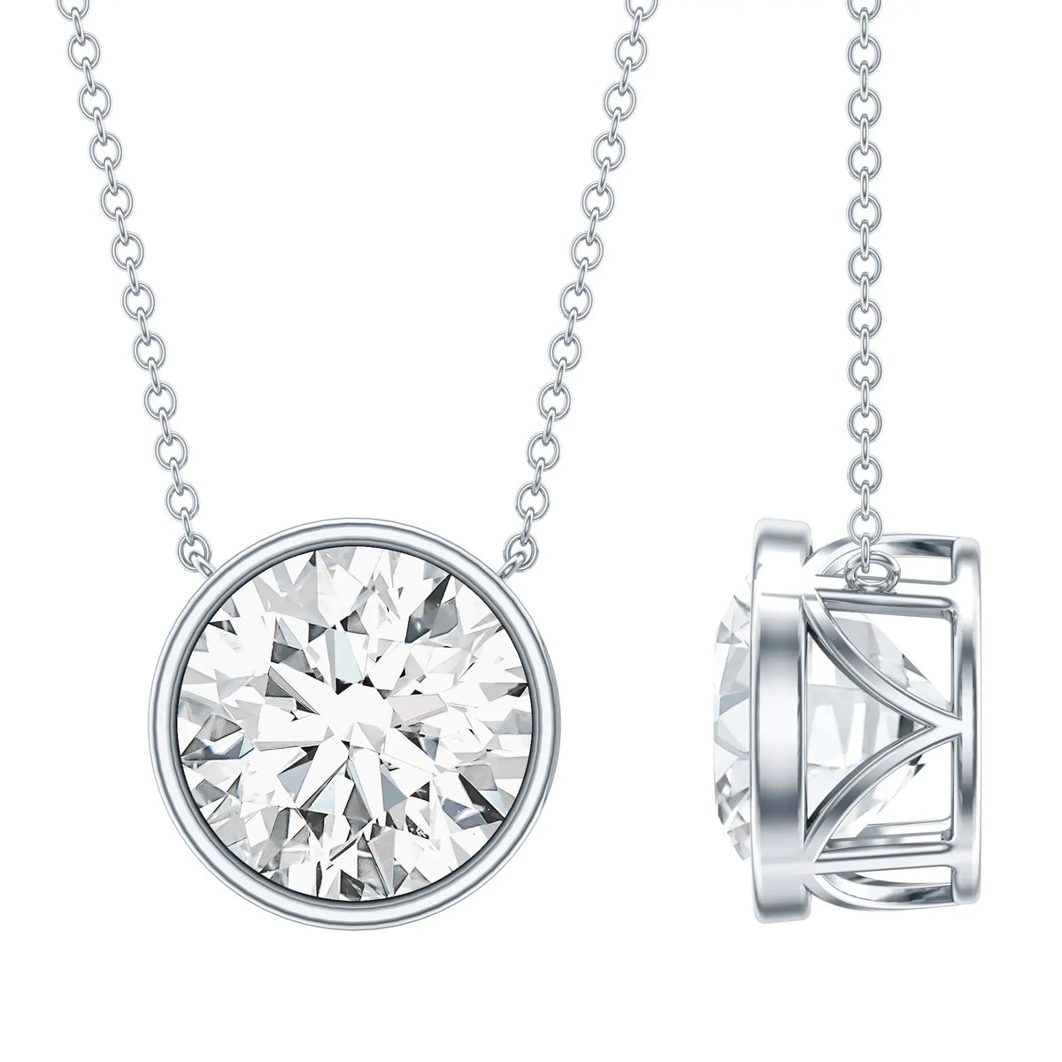 4 Carat Bezel Set Lab Grown Diamond Necklace with IGI Certificate