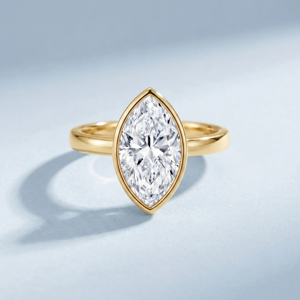 4 Carat Marquise Cut Lab Grown Diamond Bezel Engagement Ring with IGI Certificate
