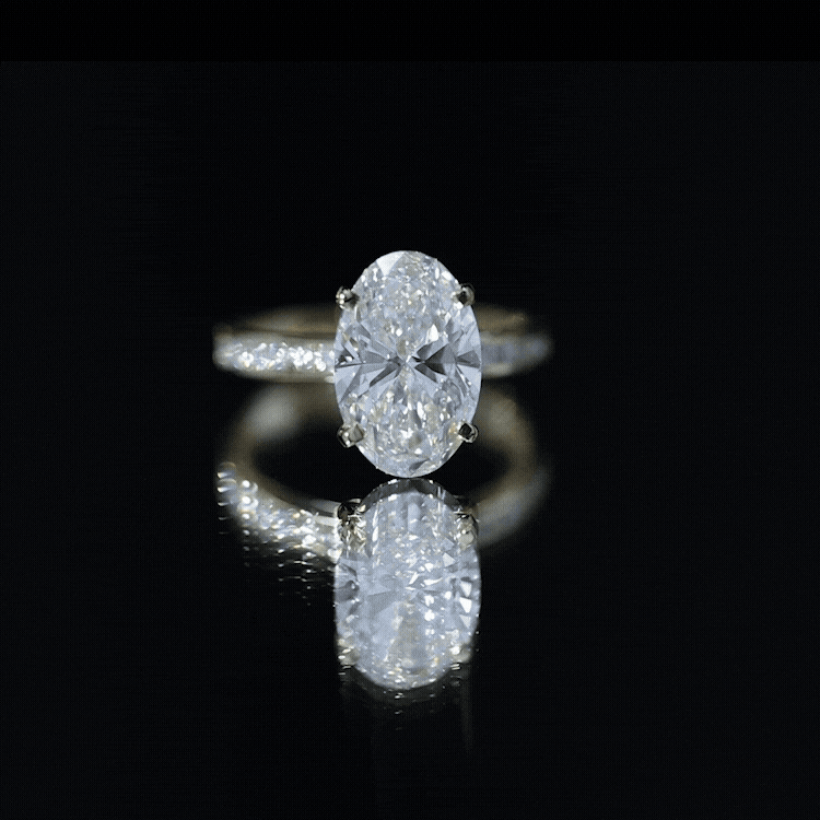 4 Carat Oval Shaped Lab Grown Diamond Huge Engagement Ring with IGI Certificate