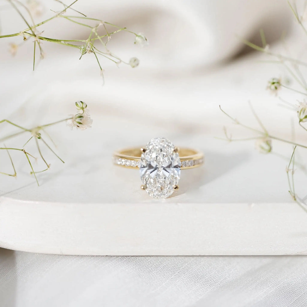 4 Carat Oval Shaped Lab Grown Diamond Huge Engagement Ring with IGI Certificate