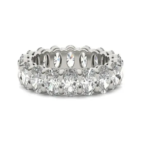 4 CTW Oval Lab Grown Diamond classic eternity ring in 14K white gold with multiple oval stones set all around the band