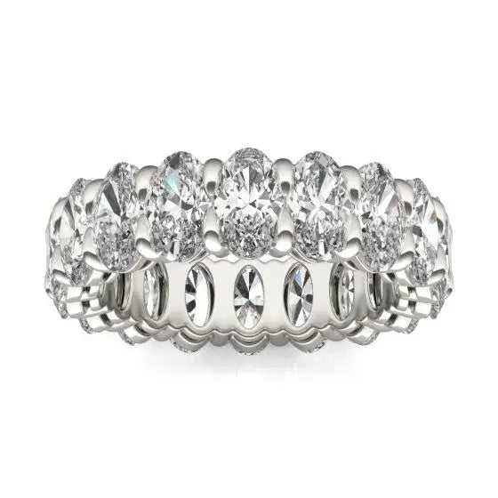 4 CTW Oval Lab Grown Diamond eternity ring in 14K white gold featuring oval-cut stones in a continuous band
