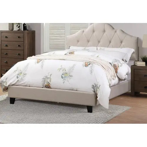 Elevate your bedroom with a luxurious light brown queen size bed